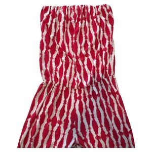 Tart Pink and White Strapless Jumpsuit Romper